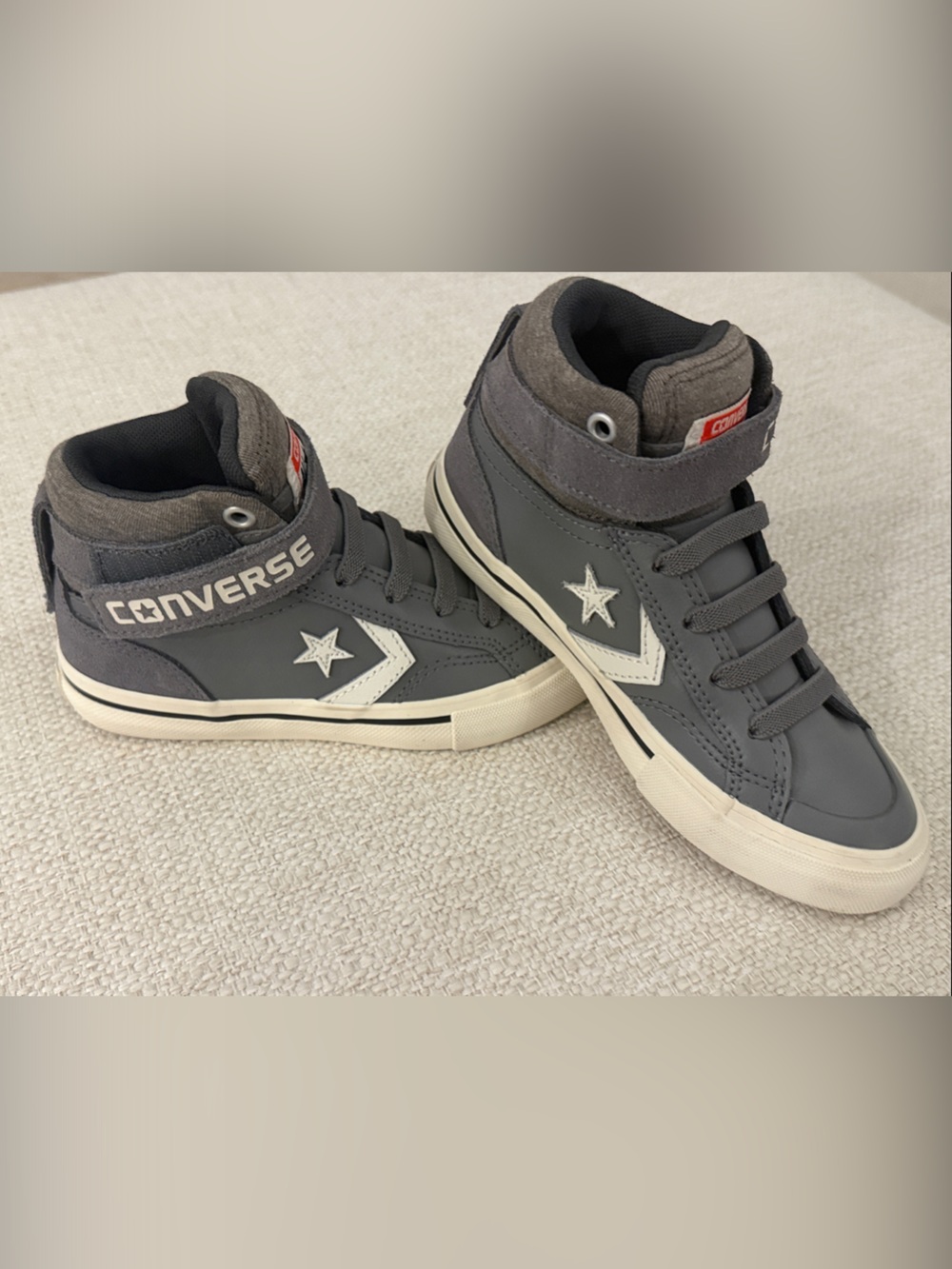 Converse Gray and White Mid-Top Sneakers